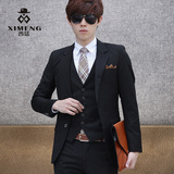 西猛2015春新款韩版修身商务型男士西服套装 职业男士三件套西装