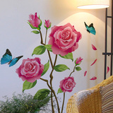 墙贴纸贴画牡丹玫瑰花蝴蝶卧室浪漫温馨创意花朵墙壁装饰客厅沙发