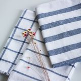 陶意思 日式棉麻餐垫 简约方格条纹西餐餐垫布艺餐布桌布拍摄背景
