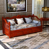 欧式沙发床实木沙发床可折叠沙发床地中海沙发床储物多功能推拉床