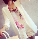 韩国正品春夏季女装大码女装外套薄款白色雪纺小西服OL西装中长款