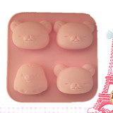 4连懒懒熊硅胶手工皂模 硅胶蛋糕模 蛋糕工具diy silicone制品