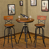 美式铁艺吧台桌椅组合旋转酒吧椅复古吧凳客厅阳台可升降咖啡桌椅