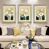 百年好合有框三联画现代简约花卉客厅装饰画餐厅沙发背景墙壁挂画