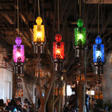 理发店美发店发廊创意吊灯 美式复古酒吧漫咖啡单头彩色玻璃灯具