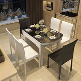 现代简约可伸缩餐桌椅组合小户型钢化玻璃电磁炉餐台实木折叠餐桌