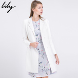 Lily2016春新款女装含羊毛长袖直筒修身通勤毛呢外套115110H1701