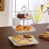 包邮欧式陶瓷三层蛋糕托盘水果盘干果糖果下午茶西点心架客厅甜品