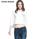 Vero Moda2016新品字母装饰不规则下摆七分袖衬衫316131026