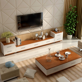 白色原木色简约电视柜茶几成套组合现代客厅家具烤漆电视柜地柜