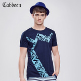 卡宾休闲男装夏季短袖T恤 圆领套头抽象印花弹力t恤B/3162132057