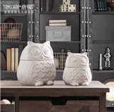 陶瓷工艺品创意摆件 欧式家居装饰品 摆件摆设 猫头鹰储物罐子
