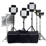 3个600A+2个太阳灯led摄影补光灯微电影灯光 人像外拍摄像灯套装