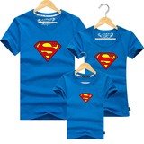 2016新款亲子装夏装一家三口母子装母女装家庭装短袖T恤超人沙滩