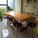 长条办公桌支架定制实木大板茶桌松木老榆木北欧原木餐台面板订做