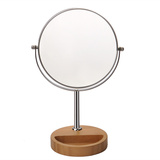 8英寸 竹木底座镜 欧式时尚创意双面 台式化妆镜放大梳妆 美容镜