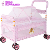 便携宝宝布艺铁床推床带滚轮小婴儿床环保新生儿童床