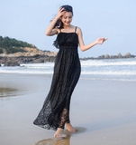 2016春夏韩版波西米亚度假沙滩仙女长裙吊带蕾丝抹胸性感连衣裙女