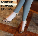 夏季韩版绒面豹纹尖头高跟鞋女细跟浅口单鞋性感舒适时尚低跟女鞋