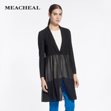 MEACHEAL米茜尔 专柜正品春季新款女装 黑色含羊毛风衣外套