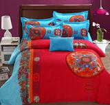 古典民族风四件套纯棉中国新婚礼大红色被套婚庆床上用品创意床单