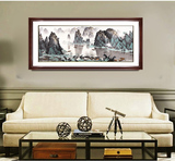 沙发背景客厅山水画大幅中式挂画装饰画壁画墙画红木有框画