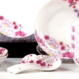 碗套装16头骨瓷餐具家用盘子韩式碗盘陶瓷碗4人创意碗碟礼盒特价