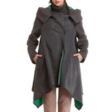 欧蒂芙专柜正品 冬季女装个性厚中长款大衣外套连帽女FWC34W307
