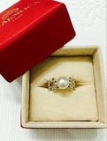 西班牙大牌majorica绝美洛丽塔公主风白珍珠镂空花朵纯银开口戒指