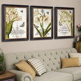 美式乡村装饰画 客厅沙发三联壁画 卧室床头挂画 餐厅现代花卉