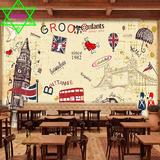欧式复古风格立体个性创意英伦壁纸客餐厅咖啡店装饰墙纸大型壁画