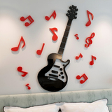 吉他音符3D水晶亚克力立体墙贴卡通儿童房床头幼儿园音乐教室装饰