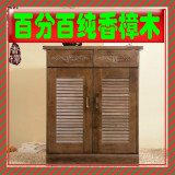 中式纯香樟木鞋柜大容量实木间厅柜客厅雕花玄关柜可定做包邮