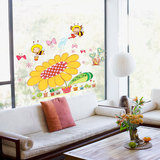 蜜蜂向日葵墙贴纸幼儿园教室布置卧室客厅儿童房墙面装饰贴画卡通