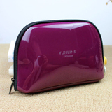 包邮 韩国时尚贵气紫红色小化妆包手拿包收纳包漆皮防水化妆包