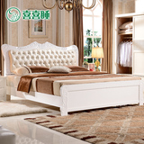 喜喜睡 全实木床简约欧式床1.5白色1.8米2.2储物高箱软包公主床