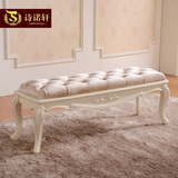 欧式床尾凳床边凳简约换鞋凳实木床榻卧室美式长凳绒布凳 象牙白