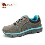 Camel骆驼户外女鞋登山鞋徒步运动鞋女跑步鞋子系带真皮防滑夏季