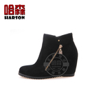 哈森/HARSON2015专柜正品冬新款坡高跟水钻女单靴短靴子HA52405