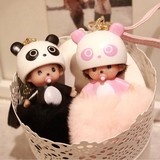 韩国 创意可爱獭兔毛熊猫奶嘴蒙奇奇汽车 钥匙扣链包包扣挂件饰品