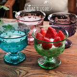 地中海水草浮雕 无铅玻璃冰激凌杯子 欧式水晶酸奶冰淇淋杯甜品碗