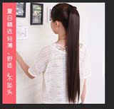 韩国假发女 长直马尾发 绑带式梨花马尾   黑色自然 逼真直发片
