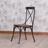 美式乡村铁艺实木餐椅 铁木户外休闲椅子 靠背餐椅休闲咖啡厅椅子