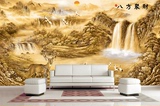 中式风景山水墙纸壁画壁纸墙画沙发电视背景墙客厅大型3d立体无缝