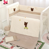 艾伦贝婴儿床上用品纯棉婴儿床围夏宝宝床品套件可拆洗透气床护栏