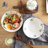 素宝 菜碗浅碗陶瓷餐具碗盘 创意日式手绘釉下彩安全深盘家用盘子