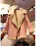 韩版精品秋冬新款女装羊羔毛斜拉链保暖大翻领短款棉衣加厚短外套