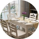 实木餐桌折叠可伸缩橡木餐桌椅组合小户型饭桌白色地中海餐桌圆桌