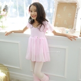 现货韩国儿童女童舞蹈服女童半袖纱裙女孩练功服少儿跳舞芭蕾裙5