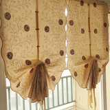 欧式罗马帘成品窗帘窗纱升降提拉帘棉麻扇形气球帘遮光隔热卧室